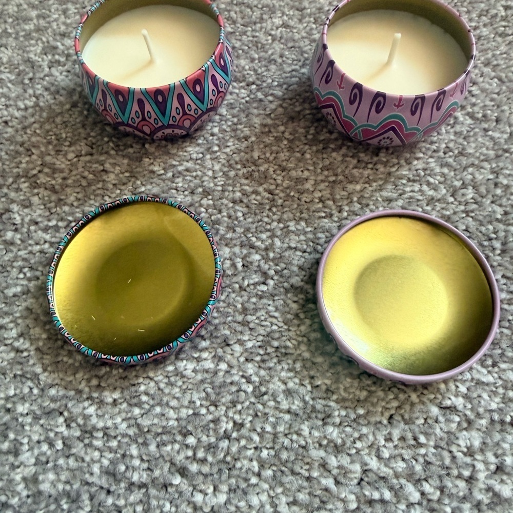 Mandela pattern Colourful Candle Set with Lids - Picture 3 of 5
